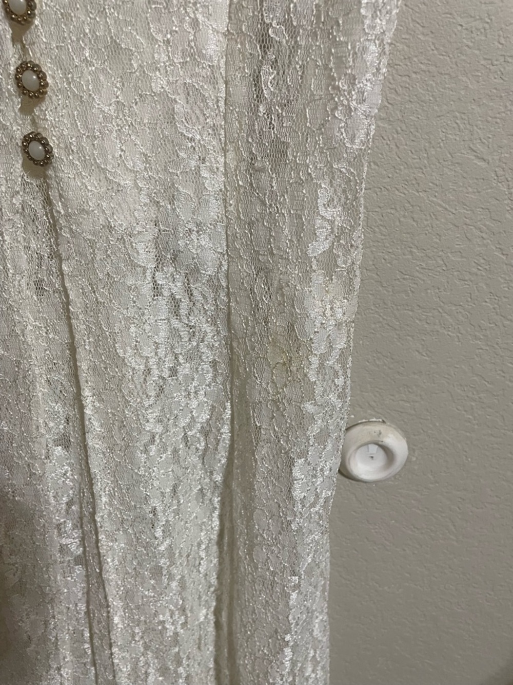 Dawn Joy Dreamers Cream Lace V-Neck Button Front Dress - Picture 5 of 5